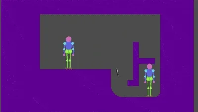 A GIF of a knife moving around a level; the player controls it. The knife is seen sliding along surfaces, preserving its momentum.