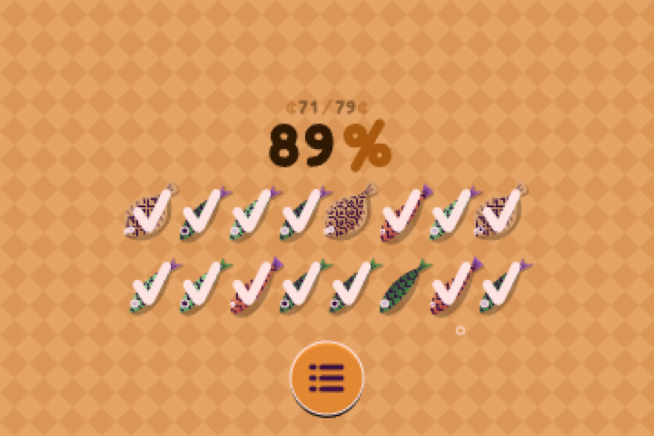 A screenshot of the results screen. The player scored 89%.